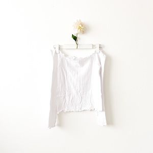 Off-the-Shoulder Ribbed Long Sleeve